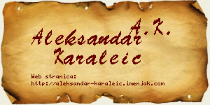 Aleksandar Karaleić vizit kartica